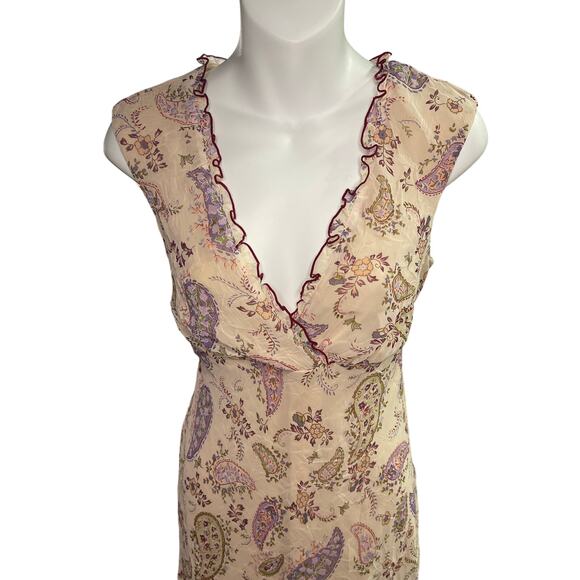 Vintage Jonathan Martin Womens Size 11 Boho Floral Paisley Midi Light Pink Dress - Picture 3 of 6